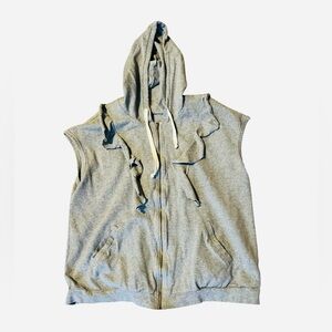 Easel Gray Hooded Vest with Ruffle Detail